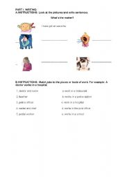 English Worksheet: What´s the matter?, jobs , Daily routine