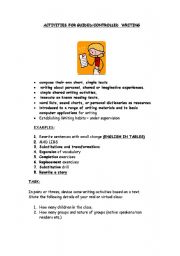 English worksheet: Activities for guided writing