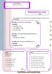 English Worksheet: Possessive case