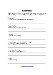 English Worksheet: Future tense sentences