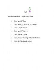 English Worksheet: April Calendar Skills worksheet