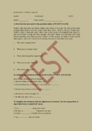 English worksheet:  test for 3rd year of ESO