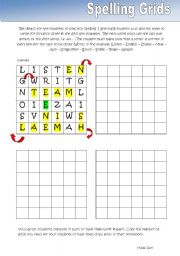 English Worksheet: Spelling Grids