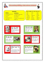 English Worksheet: Discussing ability: Men versus Women!