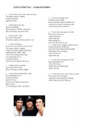 English worksheet: Jonas Brothers - Gotta Find You