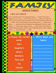 English Worksheet: FAMILY