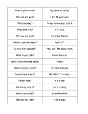 English Worksheet: Question/Answer Game