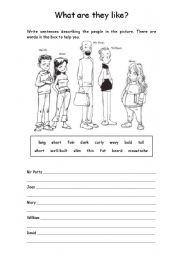 English Worksheet: describing people