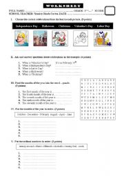 English Worksheet: celebrations