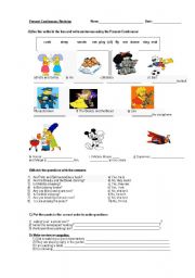 English Worksheet: Present Continuous with cartoons