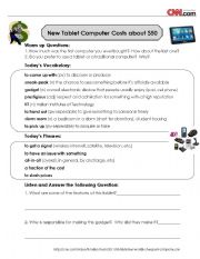 English Worksheet: CNN News Listening and Discussion - $50 Tablet Computer