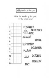 English worksheet: Activity : Months of the year