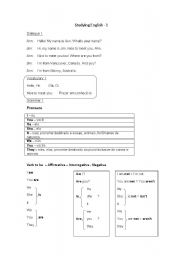 English Worksheet: Introducing elementary grammar