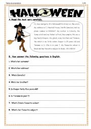 English Worksheet: Reading about Halloween