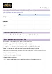 English Worksheet: World of Warcraft