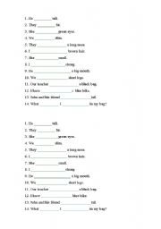 English Worksheet: BE or HAVE GOT