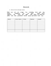 English worksheet: class work