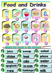 English Worksheet: food and drinks 