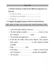 English worksheet: fairy tales