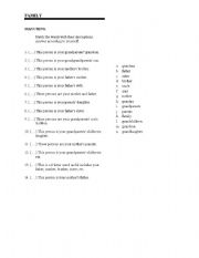 English worksheet: family words matching exercise