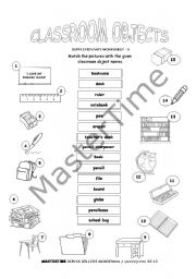 English worksheet: CLASSROOM OBJECTS