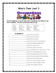 English Worksheet: Whats their line?  #2