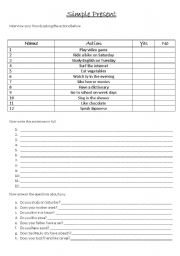 English worksheet: Present simple