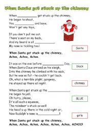 English Worksheet: When Santa got stuck up the chimney