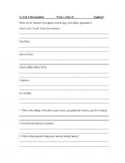 English worksheet: To Kill a Mockingbird Chapers 1 and 2 worksheet