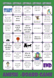 English Worksheet: Amish Board Game