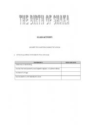 English worksheet: Shaka Zulu