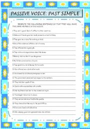 English Worksheet: passive voice :past simple