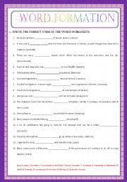 English Worksheet: WORD FORMATION