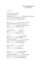 English Worksheet: Song: I Saw Here Standing There (simple past tense) and Cloze Activity