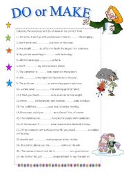 English Worksheet: DO OR MAKE