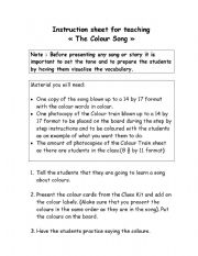 English Worksheet: colour song