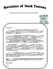 English Worksheet: Revision of verb tenses