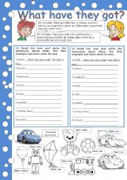 English Worksheet: what have they got (hes got, shes got, his/her) part 2