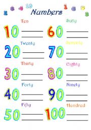 numbers by tens