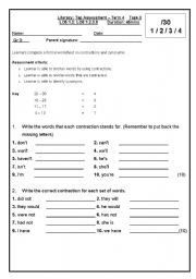 English worksheet: Formal worksheet on synonyms and contractions