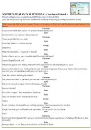 English Worksheet: South Park - The Facebook Episode