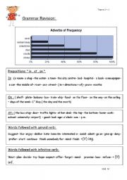 English Worksheet: frequency adverbs and preposition