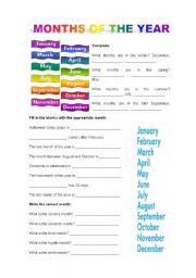 English Worksheet: Months of the year