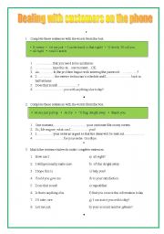 English Worksheet: Dealing on the phone. Lets practice vocabulary.