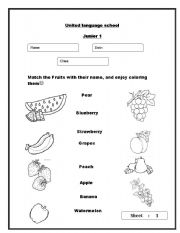 English Worksheet: fruits