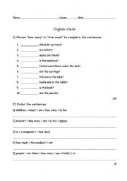 English Worksheet: English check how many how much-numbers