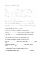 English worksheet: Present Continuous Tense: Toms Diner by Suzanne Vega