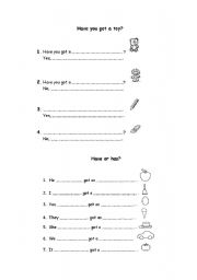 English Worksheet: Have got