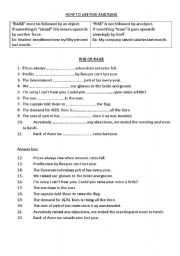 English Worksheet: RAISE and RISE