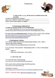 English Worksheet: Thanksgiving webquest